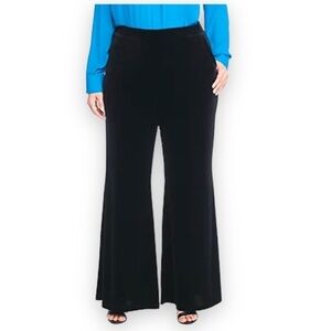 The Limited Black Velvet Wide Leg Flare Pull On Stretch Waist Dress Pant Size 18